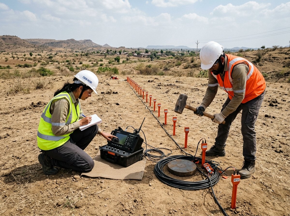 Seismic Surveys Equipment and Indian Crew