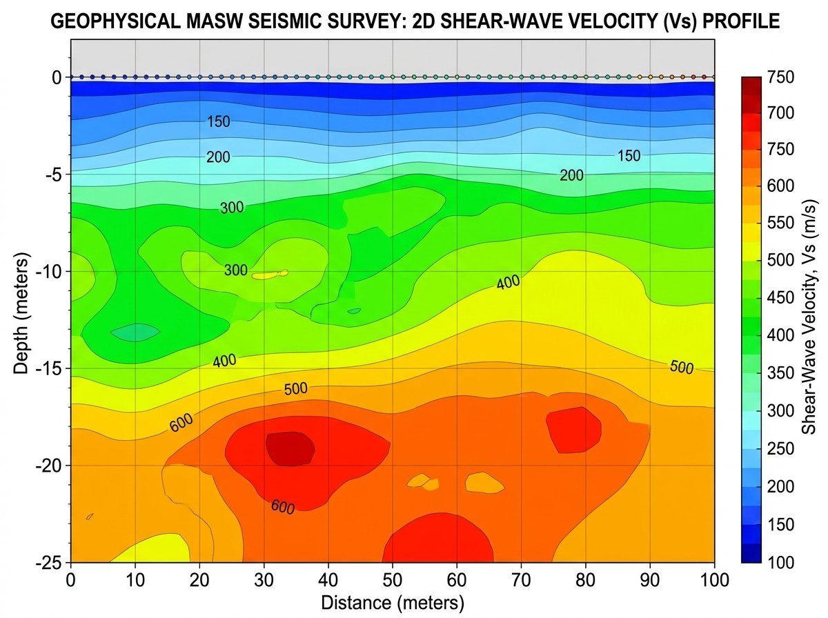 MASW Survey Shear-wave velocity contour